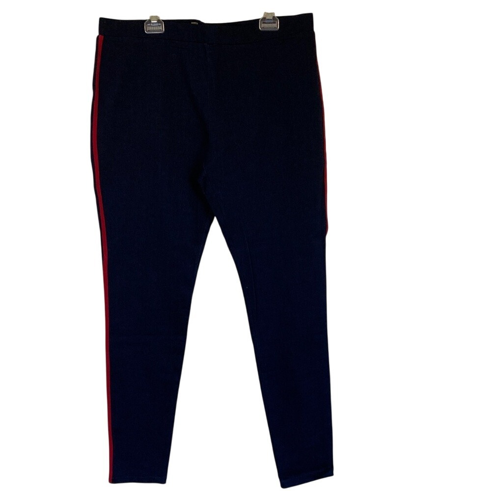 Double D Ranch Womens Pull‎ On Denim Jean Red Accent Stripe Size 2X Western